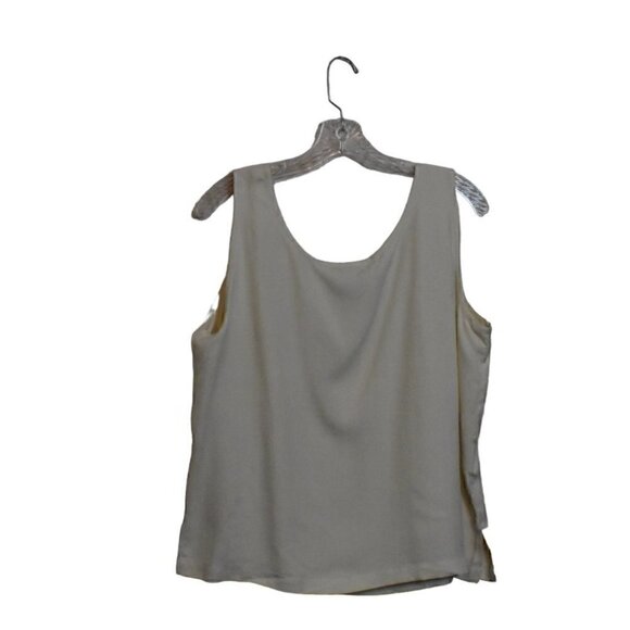 Pineapple Paradise 100% Silk Tank Top Off White Size 16 - Picture 2 of 7